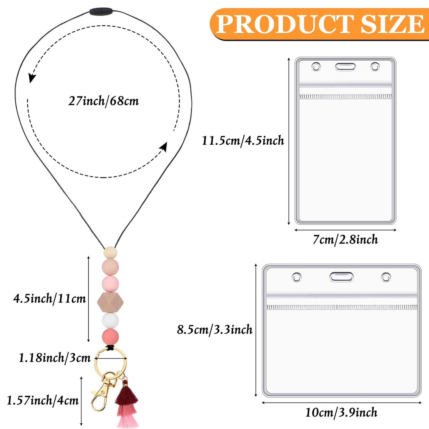 Outus 4 Pcs Teacher Lanyards with Badge Holders, Beaded ID Holder Lanyard for Teachers, Classroom Essentials for Teachers, Back to School Teacher Supplies, Staff Badge Key Holder