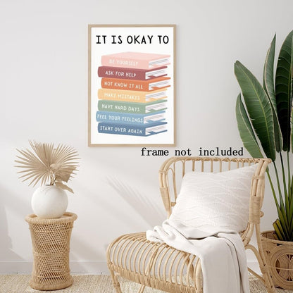 Inspirational Phrases Wall Art Motivational Sayings Quote Poster It's Okay to Not be Okay Poster Motivational Kids Educational Wall Art for Teens Adults Office Classroom Decor 8x12in Unframed