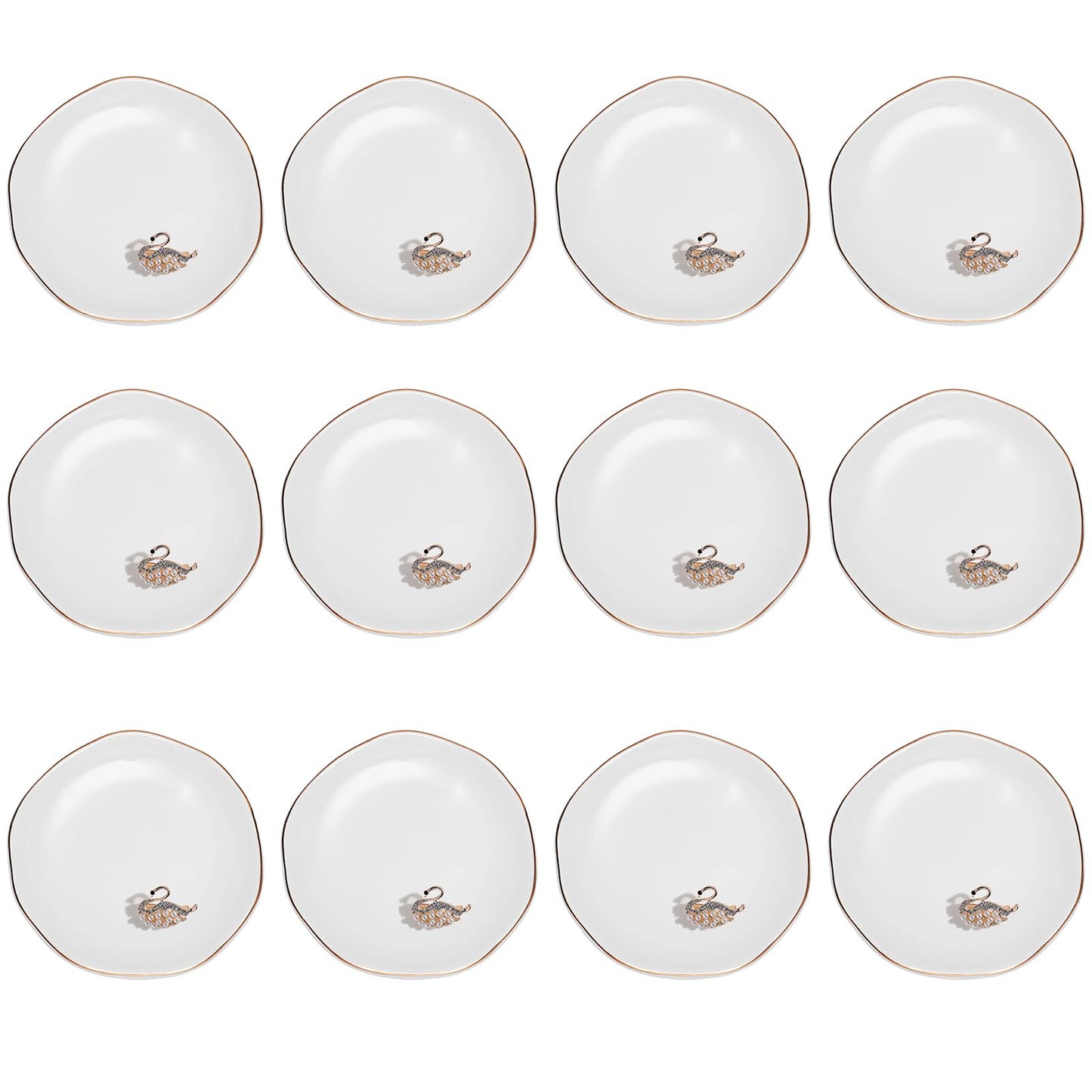 Shappy 24 Pcs Ceramic Ring Dish Bulk 4.5 in Small Jewelry Tray Porcelain Trinket Dish for Women Wedding Birthday Gifts(4.5 Inch,Round)