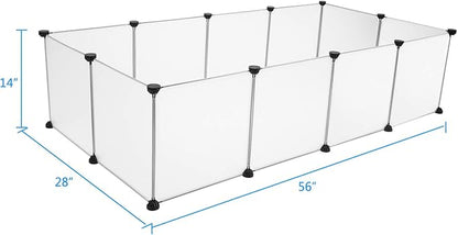 Universal Pet Playpen, Portable Large Plastic Yard Fence for Small Animals - Puppy Kennel Crate, Rabbit Hutch, Hamster & Guinea Pig Enclosure - Easy to Assemble, DIY Expandable, Durable ABS Connectors