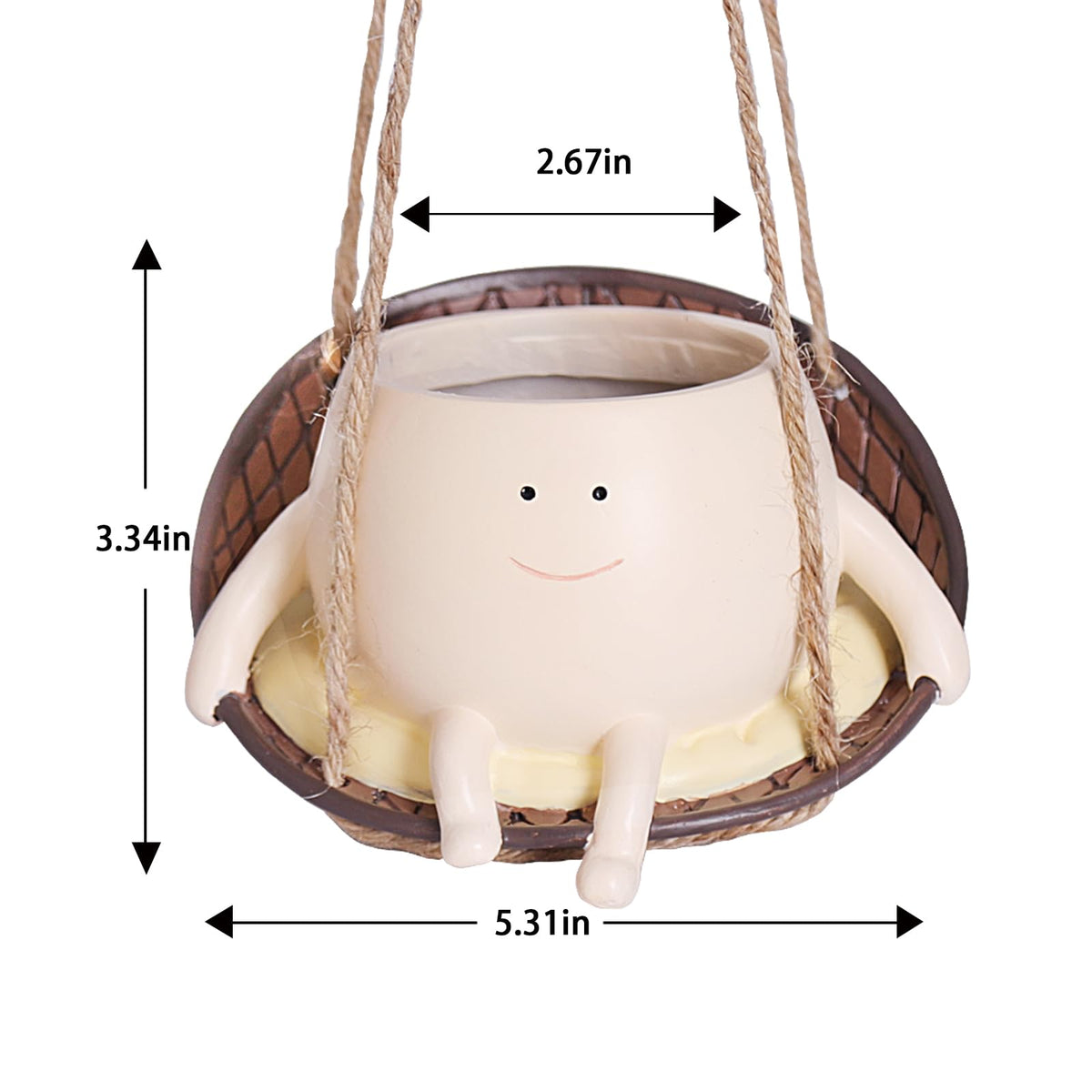 NINIPAPA Hanging Swing Chair Planter Pot Smile Face Plant Pot for Indoor Outdoor Plants Cute Head Flower Pots for Succulent String of Pearls Unique Gift on Mother's Day, Birthday, Christmas