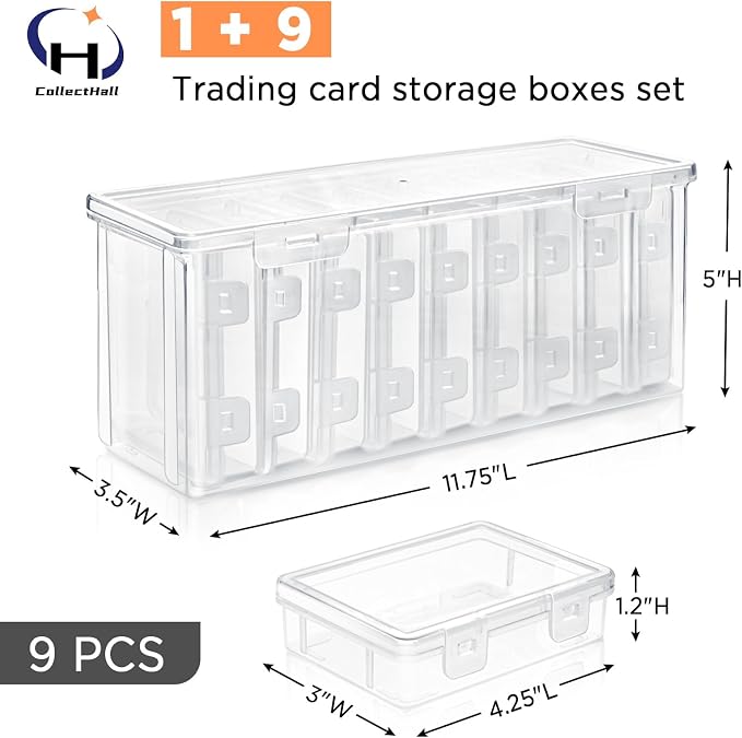 10 PCS Trading Card Storage Box Set, Plastic Top loaders Storage Box, Fit for Standard Card, Top Loaders and Magnetic Card Holders
