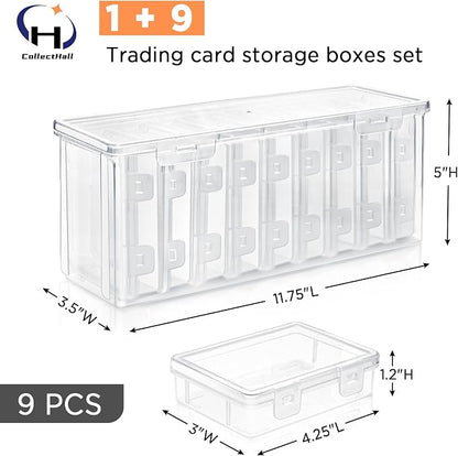 10 PCS Trading Card Storage Box Set, Plastic Top loaders Storage Box, Fit for Standard Card, Top Loaders and Magnetic Card Holders