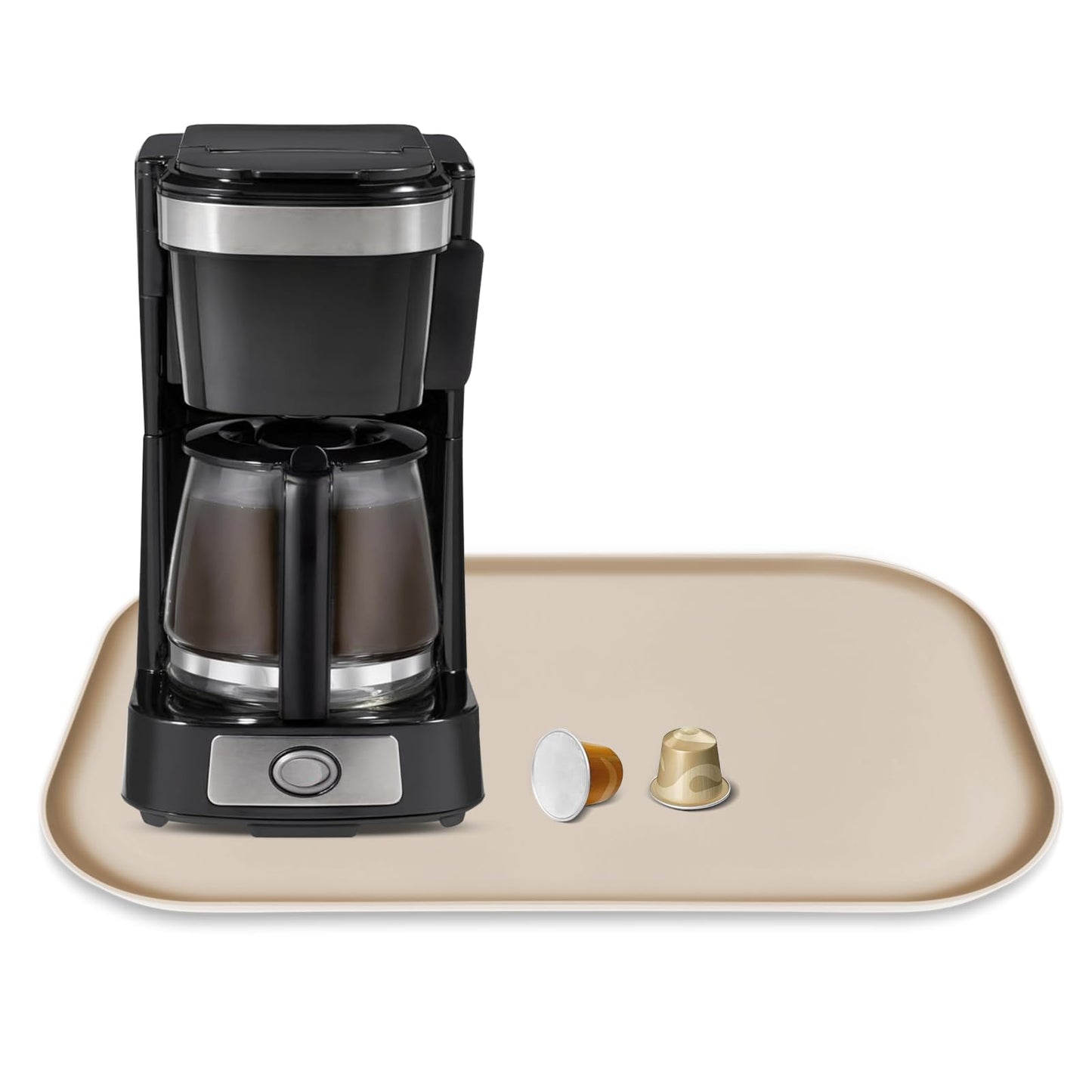 TOHONFOO Silicone Coffee Mat with Lip, 19.7'' x 15'' Heavy Duty Bar Mat, Coffee Tray for Countertop Fit Under Machine Pot Espresso Machine, Grey