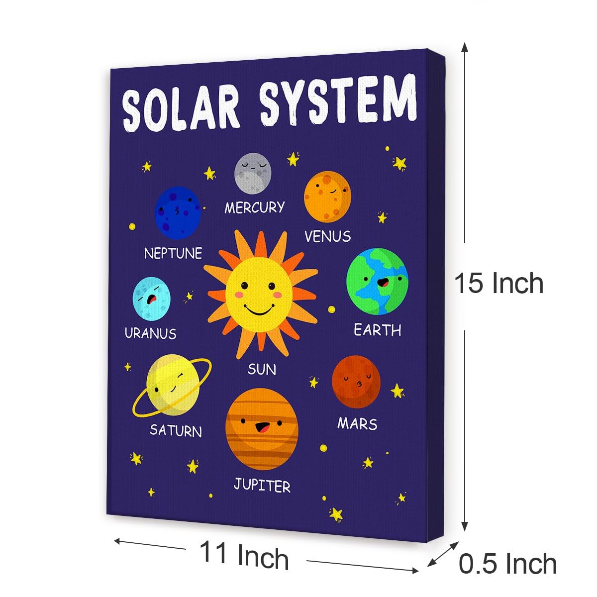 OTINGQD Solar System Wall Decor,Space Nursery Wall Art,Outer Space Canvas Wall Art,Planet Themed Wall Decor for Kids Toddler Boys Room Classroom