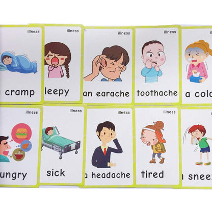 Set of(Body Parts+Illness) Flash Cards for Toddlers | Kids Learning Montessori Pocket Cards Toys | Perfect for Pre-K Decorations Background Wall Stickers,Teacher/Autism Therapists Tools