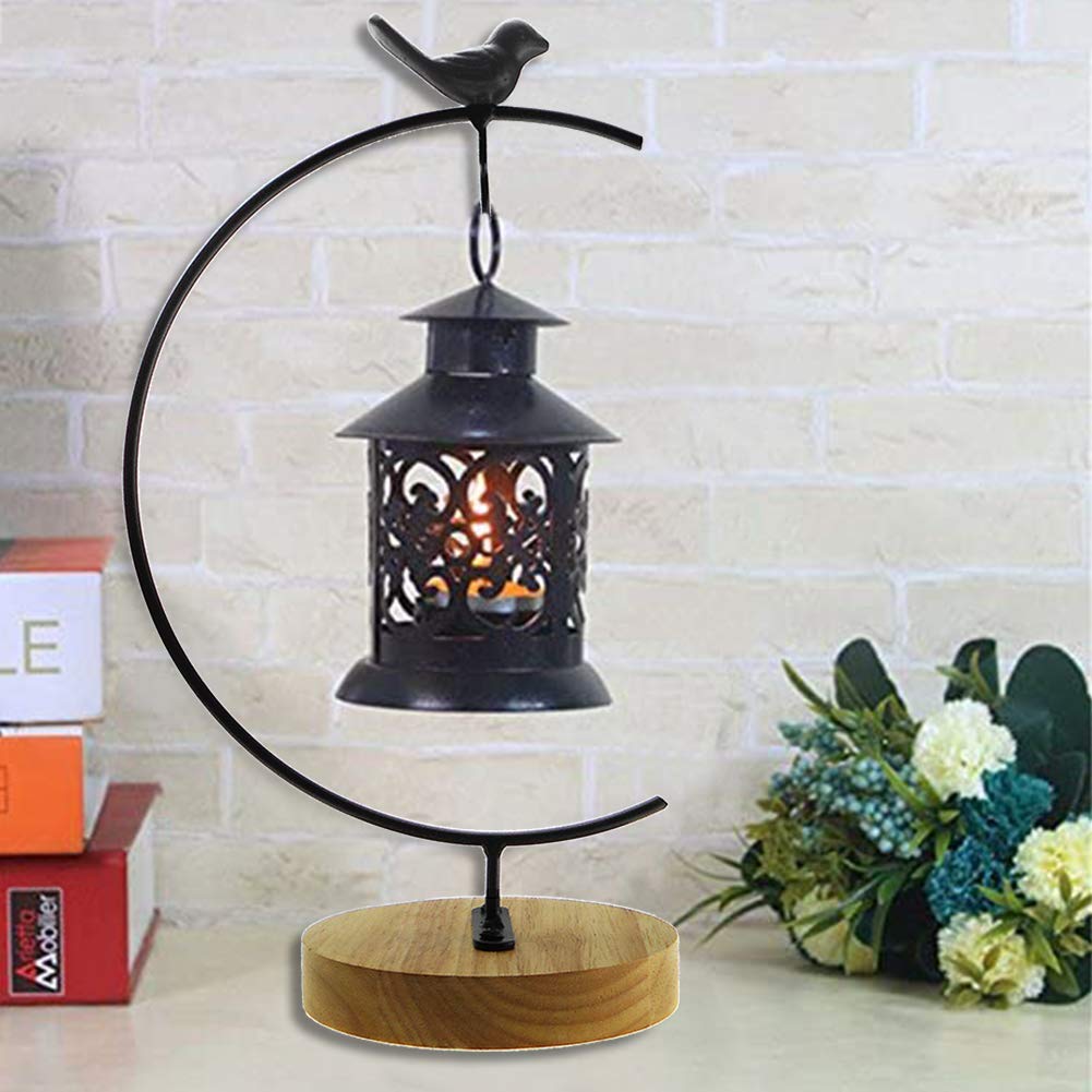 Archi G-Shaped Ornament Display Stand Iron Pothook Stand for Hanging Glass Globe Air Plant Ornament Stand Iron Pothook Stand Terrarium and Christmas Decoration with Wood Base