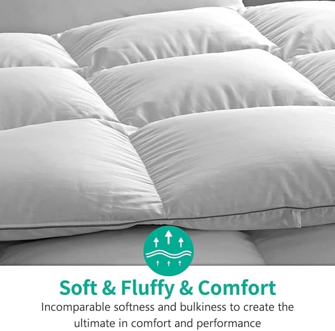 APSMILE Oversized King Size Heavyweight Down Feather Fibers Comforter for Winter Weather/Sleeper - Ultra-Soft High Fill-Power Hotel Collection Comforter, Fluffy Thicker Duvet Insert(120x98, White)