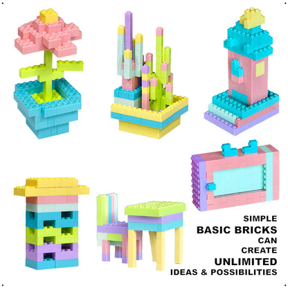 Building Bricks 1000 Pieces in Pastel Colors, Classic Building Blocks Toys & Gifts for Boys & Girls Aged 4+