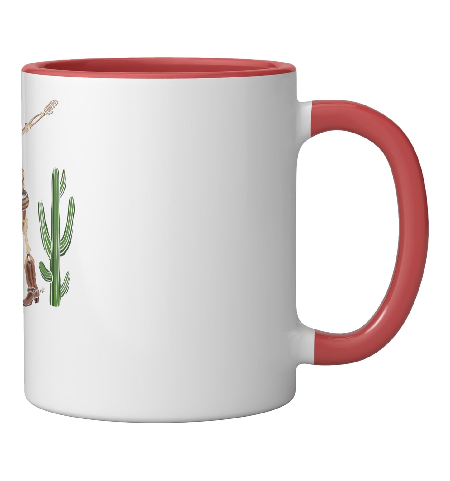 Dabbing Skeleton Cowboy Halloween Boys Men Funny Dab Dance Ceramic Mug, Red/White