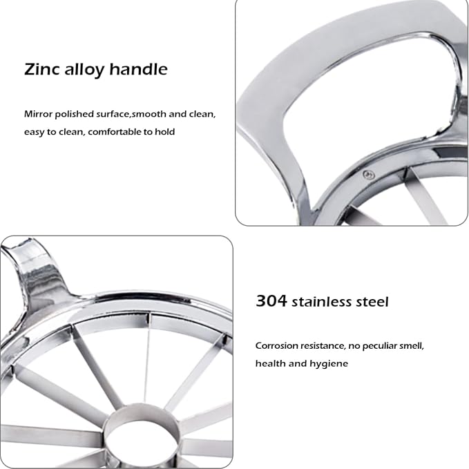 LIIGEMI Apple Slicer,12-Blade Extra Large Apple Corer, Heavy Duty Stainless Steel Apple Cutter and Divider，Easy to Use, Time-Saving.