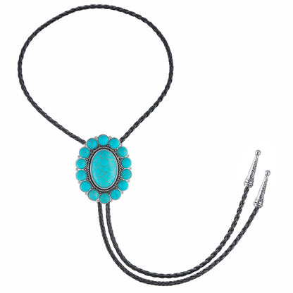 GelConnie Turquoise Bolo Tie for Women Cowboy Bolo Tie for Men Vintage Silver Bolero Ties Men Western Ties Natural Stone