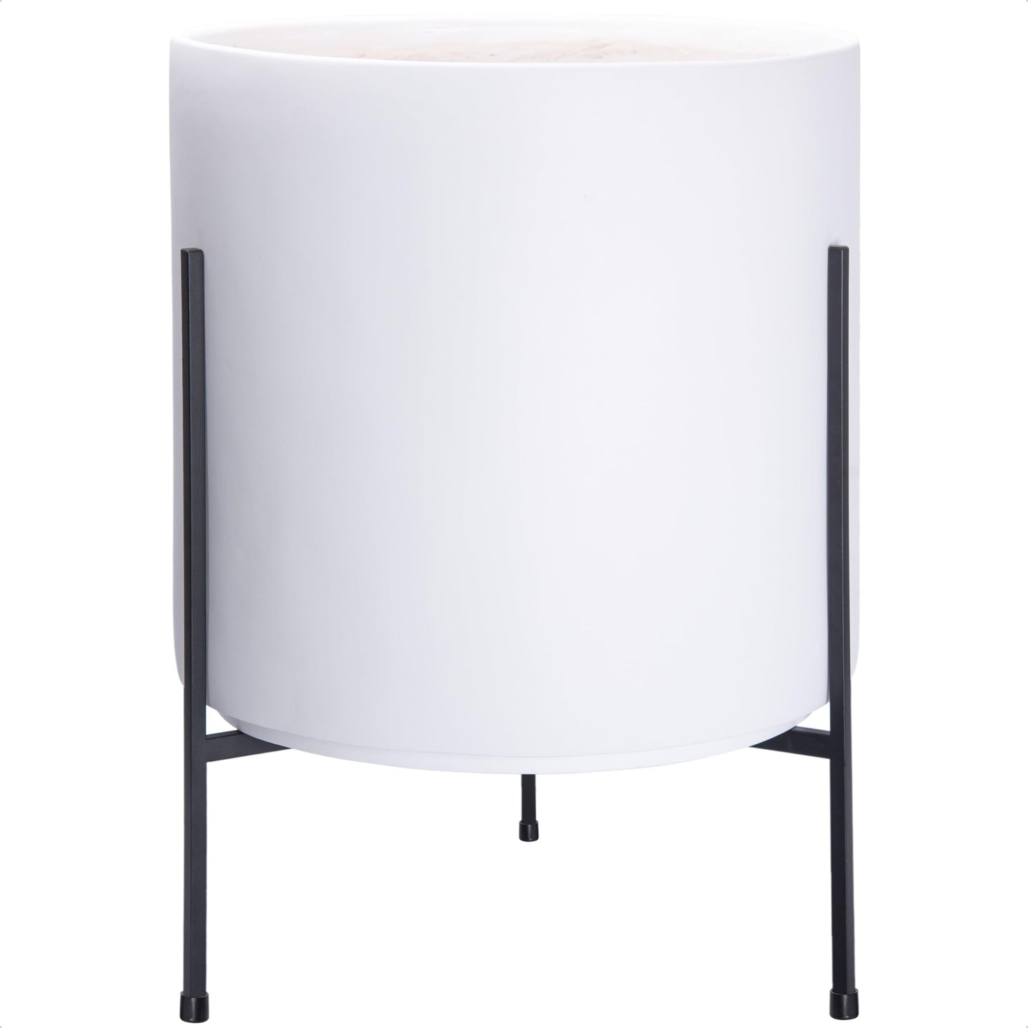 D'vine Dev Modern White Plant Pot Cylinder Planter with Heavy Duty Stand, XX-Large 16 Inch Pot, 22.8 Inch with Stand Height, 96-T-A-5