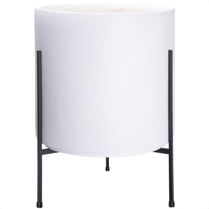 D'vine Dev Modern White Plant Pot Cylinder Planter with Heavy Duty Stand, XX-Large 16 Inch Pot, 22.8 Inch with Stand Height, 96-T-A-5