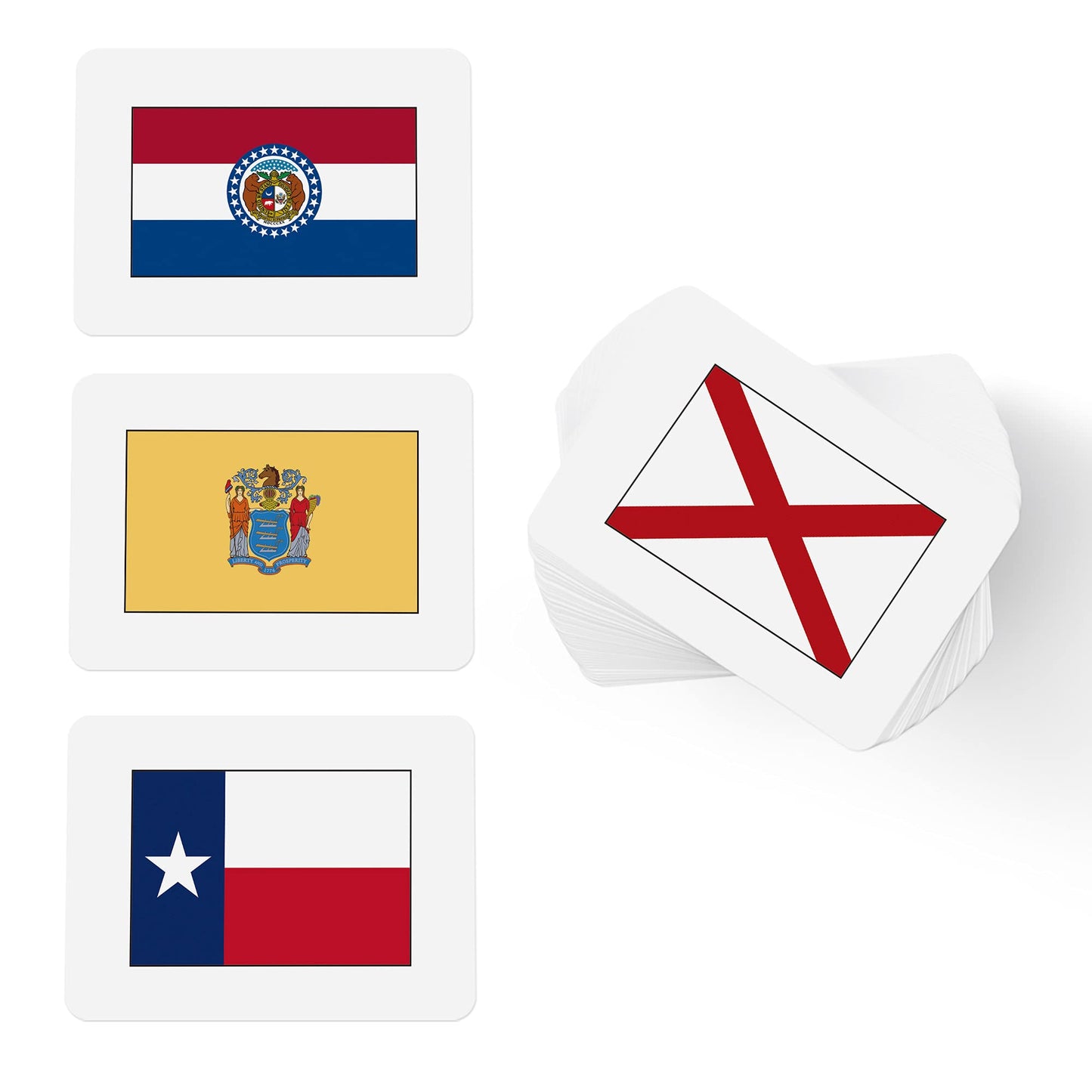 CARDDIA | U.S. State Flags Flashcards | 50 States with Names, Abbreviations, Capitals & Facts | Educational & Durable | Geography Learning Tools for Kids & Adults