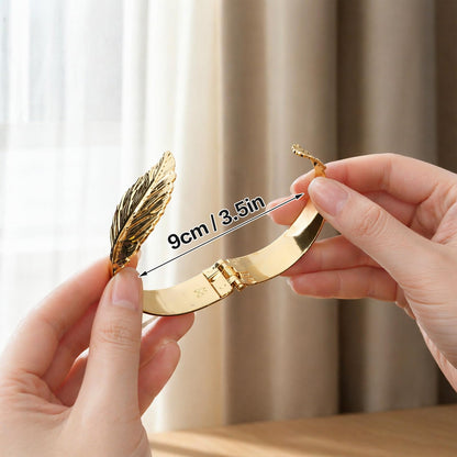 Curtain Tiebacks 2Pcs Curtain Ties Elegant Feather Curtain Tie backs Premium Alloy Spring Curtain Clips No Drilling Curtain Ties for Modern Luxury French Nordic Minimalist Home Decor Curtain Holdbacks