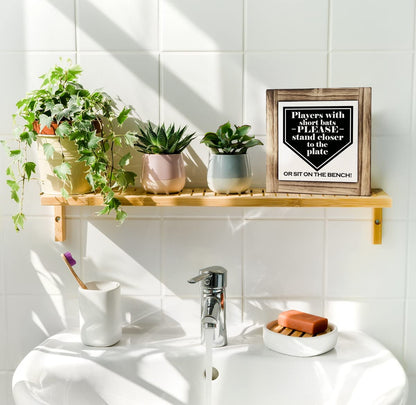 Funny Bathroom Signs, Players With Short Bats Bathroom Decor Sign, Farmhouse Toilet Decoration, Toilet shelf decoration, Wood Desk Decorative Sign