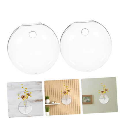 Ciieeo 2pcs Wall-Mounted Boho Decor Hydroponic Glass Vase Hanging Plant Terrariums for Home Office