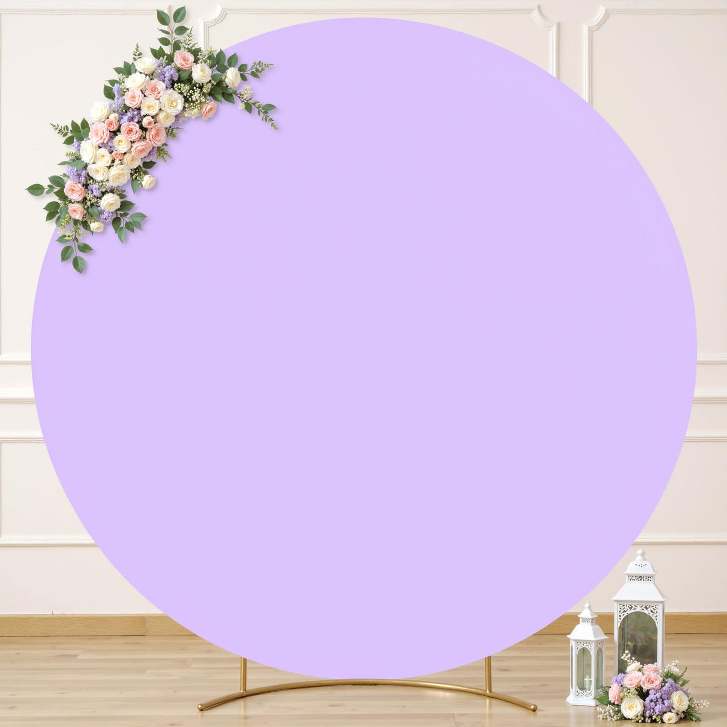6.6FT Purple Round Backdrop Cover Lavender Lilac Balloon Circle Arch Backdrop Cover Wedding Round Arch Covers Stretchy Spandex Bridal Shower Baby Shower Birthday Party Thanksgiving Photo Backdrop
