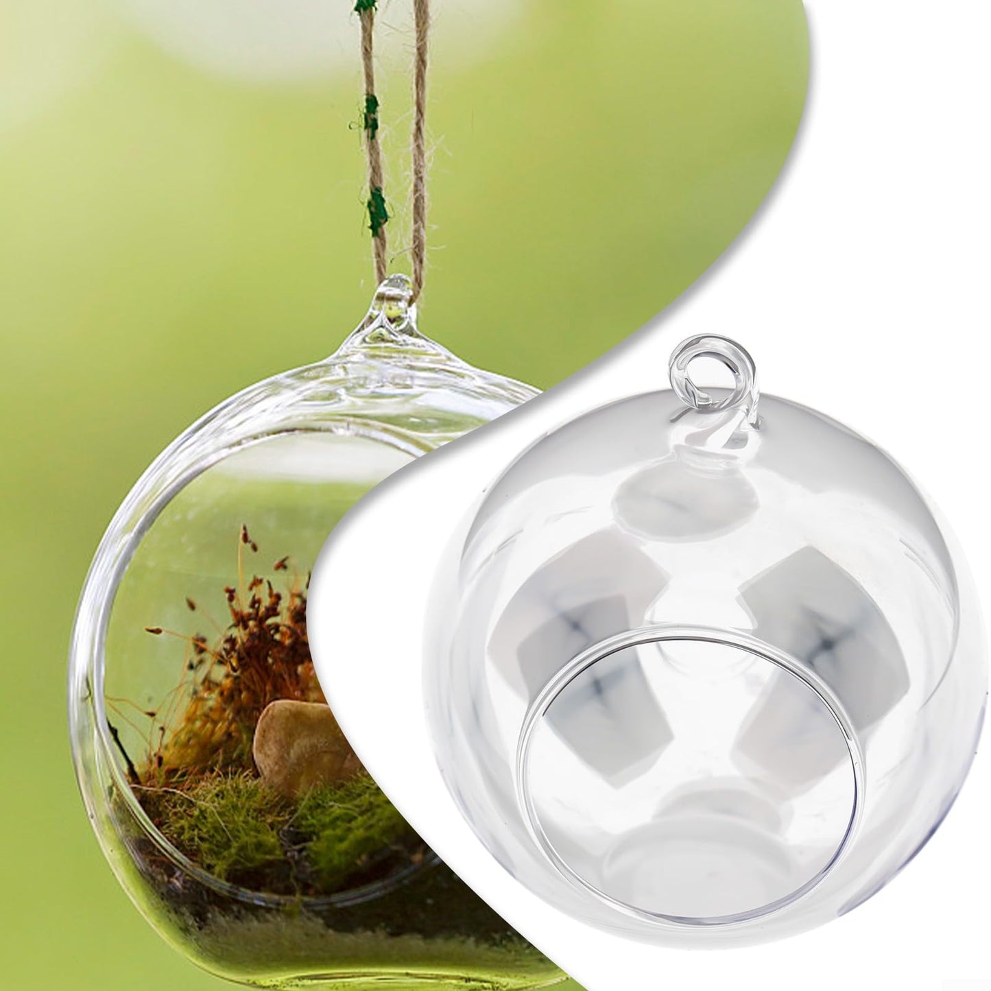 Startbuymore Hanging Glass Ball Vase Clear Borosilicate Terrarium Container with Flat Bottom for Succulent Plants Air Flowers Home Garden(10cm)