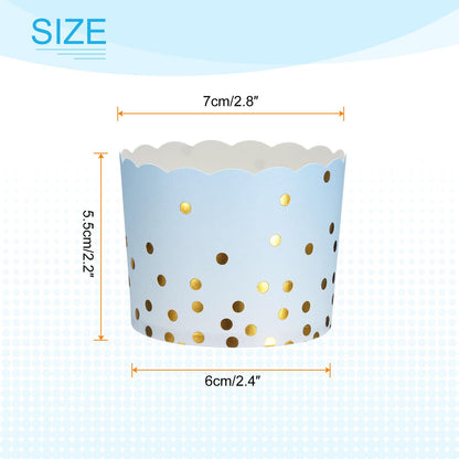HARFINGTON 100Pcs Colorful Paper Baking Cups 6oz Cupcake Wrappers Scalloped Muffins Liners Disposable Greaseproof Containers for Birthday Party, Gradient Blue