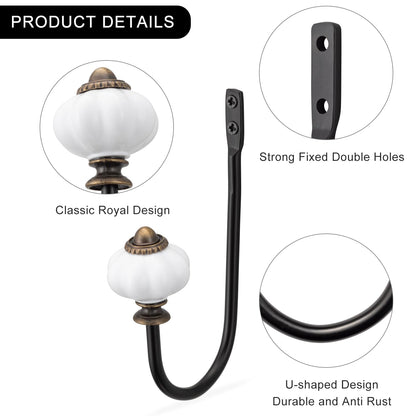 Curtain Holders for Wall - 2pcs, Wall Mounted Drapery Tiebacks with Crown Pumpkin, Heavy Duty Metal Decorative Window Drapery Curtain Holder Curtain Hooks with Screws (Crown Pumpkin)