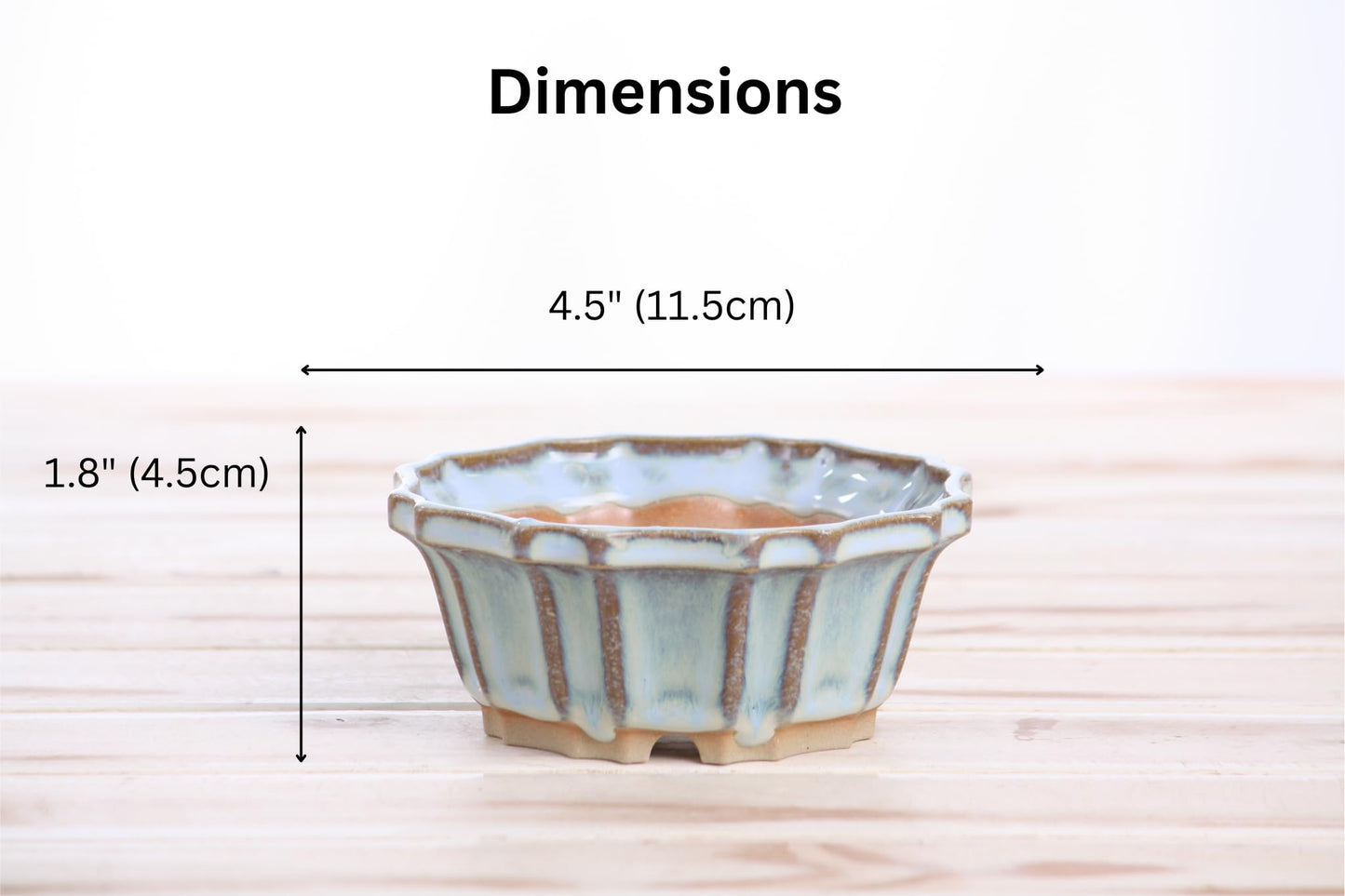 Willow Bonsai Ceramics Flower Design Bonsai Pot 4.5 Inch – Elegant Ceramic Bonsai & Succulent Pot, High‑Fired Frost‑Proof Stoneware with Drainage+Wiring Holes, Handmade USA (Glacier, 4.5inch)
