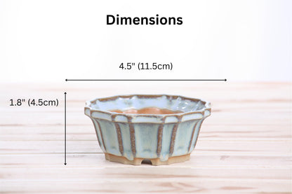 Willow Bonsai Ceramics Flower Design Bonsai Pot 4.5 Inch – Elegant Ceramic Bonsai & Succulent Pot, High‑Fired Frost‑Proof Stoneware with Drainage+Wiring Holes, Handmade USA (Glacier, 4.5inch)