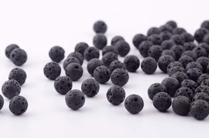 Natural Stone Beads 100pcs 6mm Black Lava Round Genuine Stone Beading Loose Gemstone Hole 1mm DIY Beads for Essential Oil Yoga Bracelet Necklace Earrings Jewelry Making (Black Lava Stone Beads,6mm)