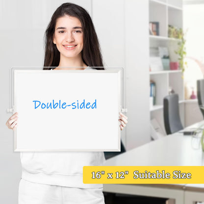 AMUSIGHT Dry Erase Magnetic White Board, 16" x 12" Double-Sided Desktop Whiteboard with Stand, Portable Small Whiteboard Set for Drawing, Office, Home