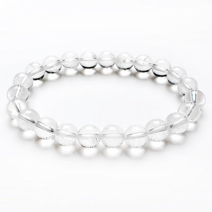 chengmu 8mm Clear White Crystal Stretch Bracelet, Natural Gemstone Round Stone Beads for Beaded Elastic Bracelet 7.5"