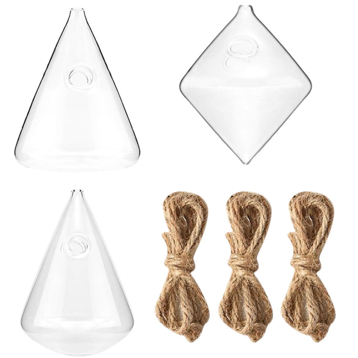 Unomor Geometric Glass Wall Hanging Vase Set of 3, Hydroponic Planter Bottles for Indoor Home Décor, Terrarium Glass Plant Containers for Living Room and Office