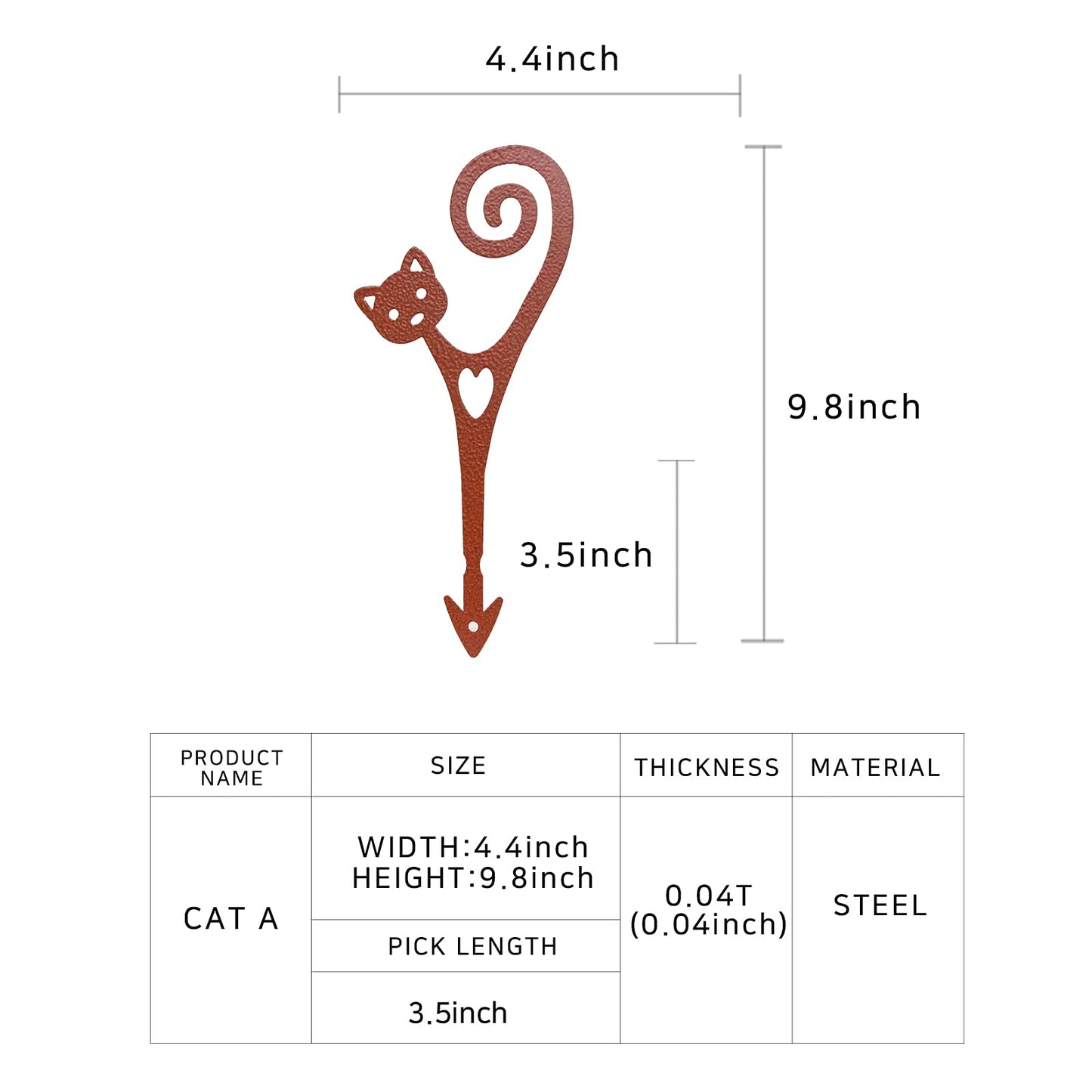 STEELDECO Cat Garden Stake A Powder-Coated Metal Plant Pick & Cute Decor for Indoor & Outdoor Planters and Gardens