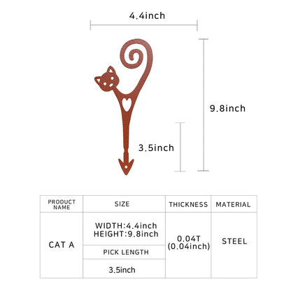 STEELDECO Cat Garden Stake A Powder-Coated Metal Plant Pick & Cute Decor for Indoor & Outdoor Planters and Gardens