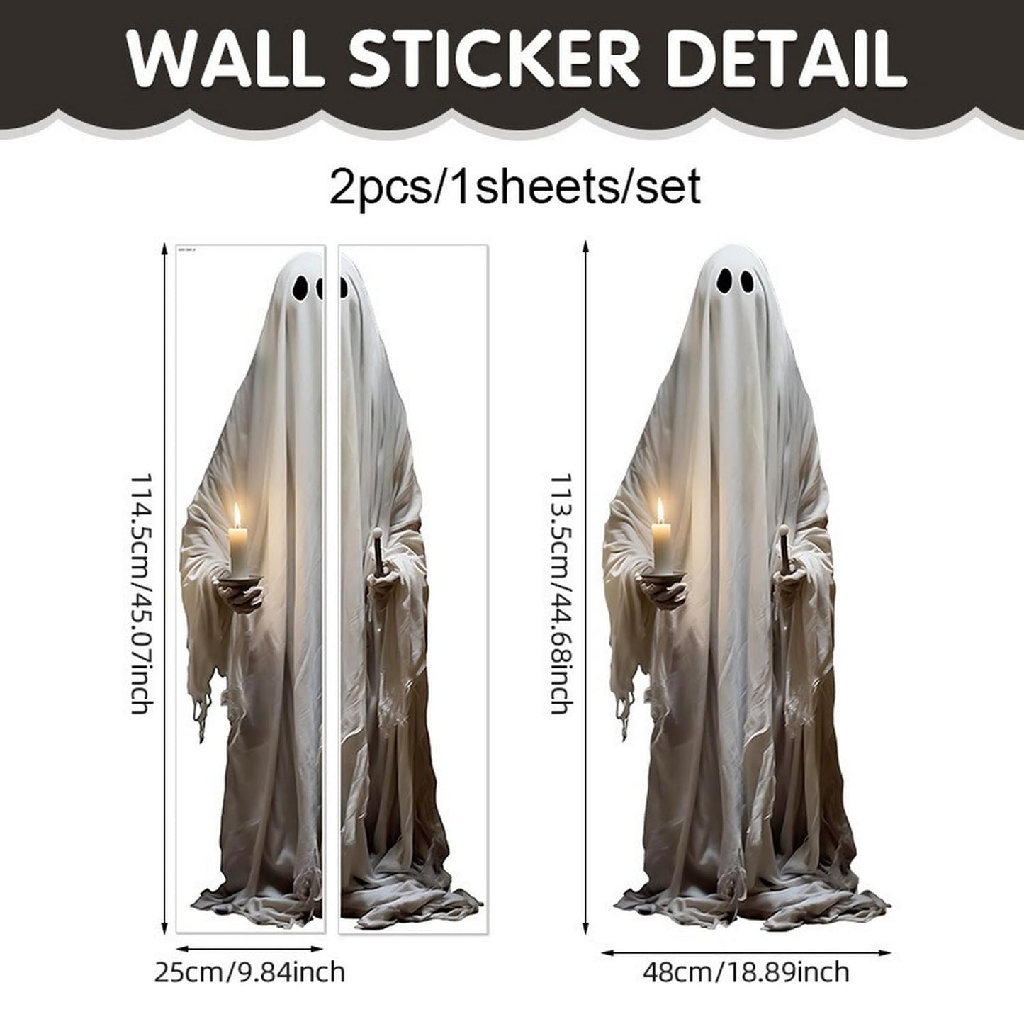 2 Sheets Halloween Ghost Window Clings Ghost Window Decals Ghost Reusable Stickers for Spooky Halloween Home Decoration Windows Glass Mirror Decor Holiday Party Supplies