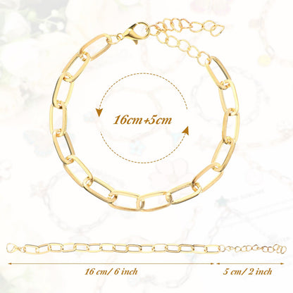 Quelay 60 Pcs Chain Bracelet Bulk Alloy Link with Lobster Clasps for Women DIY Jewelry Findings Bracelet Jewelry Making Supplies Accessories (Gold and Silver)