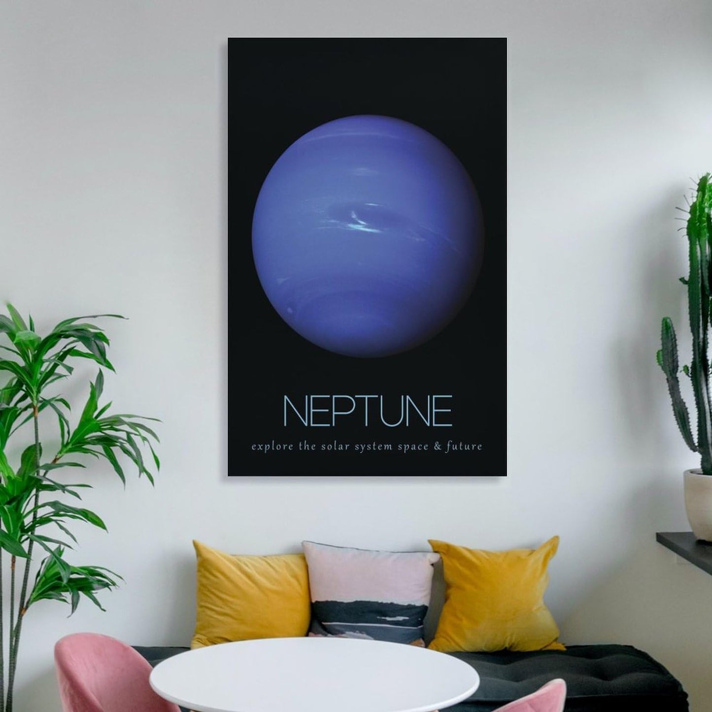 LGDSBHH Minimalist Neptune Solar System Canvas Wall Art - Educational Space Planet Poster - Science Classroom & Kids Bedroom Decor - 12x18 Inch (Unframed)