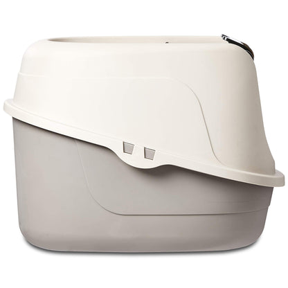 Amazon Basics No-Mess Hooded Cat Litter Box, Standard, Multicolor, 21 in x 16 in x 15 in