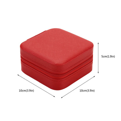 TRODANCE Mini Jewelry Case, Small Travel Jewelry Organizer, Portable Jewelry Box Mini Storage Organizer Display Box For Rings Earrings Necklaces (Red-4pcs)