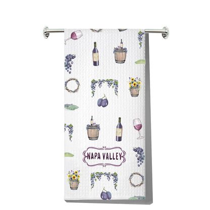 JNIAP Napa Valley Kitchen Towel Wine Glass and Vineyard Towel Napa Valley Lovers Gifts Napa Valley Theme Gifts (Napa Valley kt)