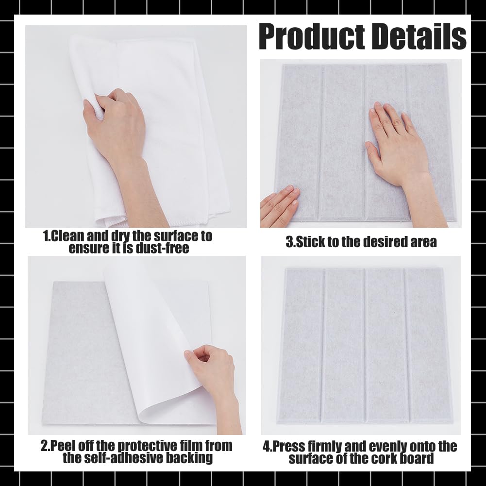 UNICRAFTALE 12 Pcs Felt Bulletin Board 12x12 Inch Self-Adhesive Felt Tiles Pin Board Squares for Home Office Classroom Display