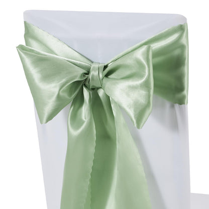 Pack of 80 Sage Green Satin Chair Sashes Bows Ties Upgraded 7 X 108 Inch Chairs Ribbons for Festive Gift Hotel Wedding Ceremony Halloween Christmas Thanksgiving Party Banquet Event Decoration