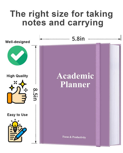 Academic Planner for 2026-2027 or Anytime – 5.8" x 8.5" Undated Weekly Student Planner For Homeschool, High School, College & Nursing Students, 200 Pages, Purple