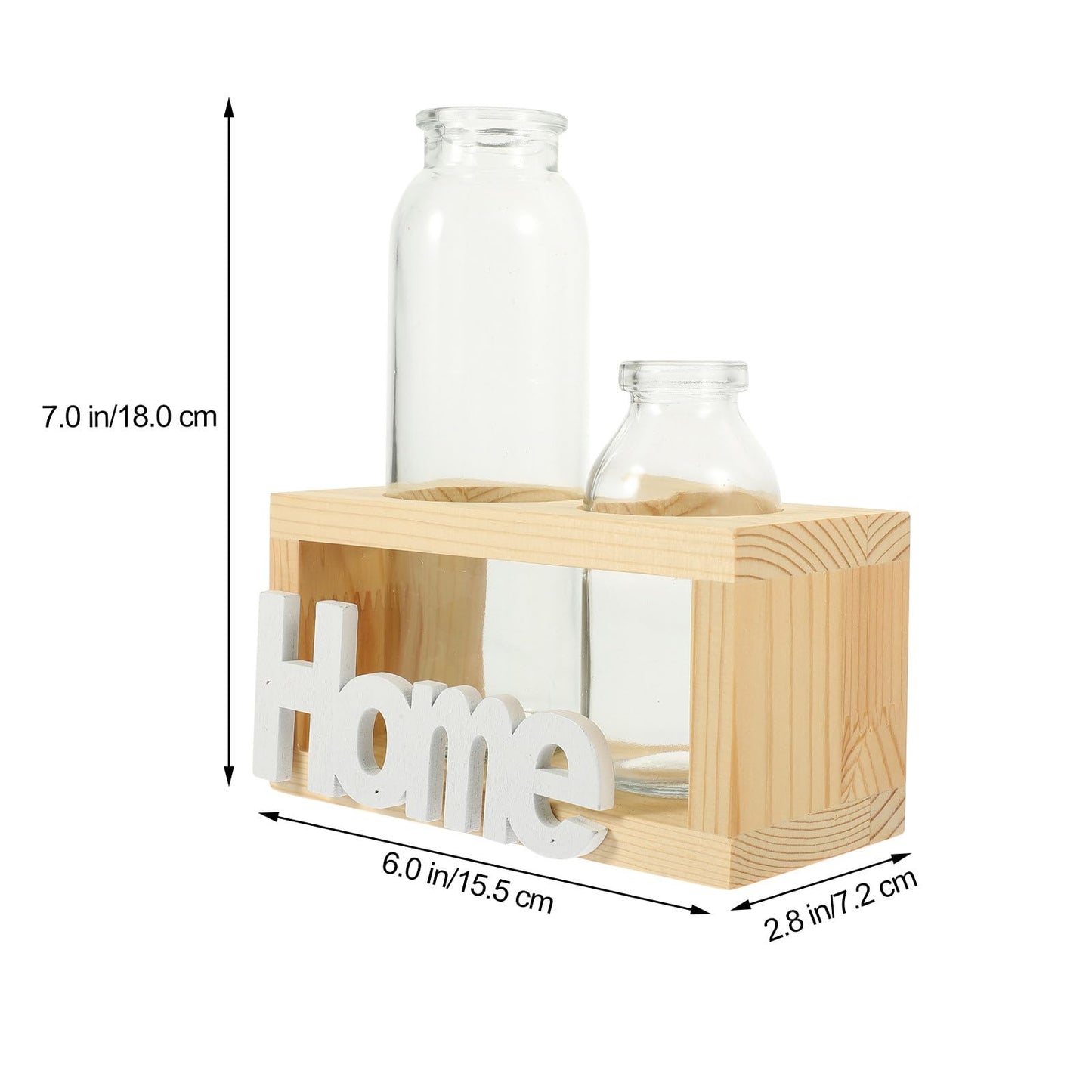 VALICLUD Glass Plant Terrarium with Wooden Stand, Nordic Style Hydroponic Flower Vase Set for Indoor Desktop Decoration, Glass Planter Container for Home and Office