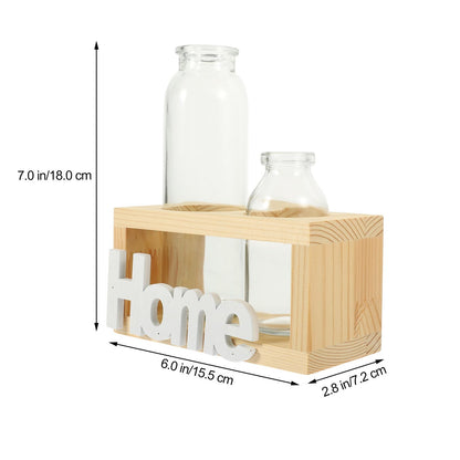 Luxshiny Hydroponic Glass Plant Vase with Wooden Stand, Nordic Style Indoor Terrarium Planter for Home Desk Decoration, 2pcs Set