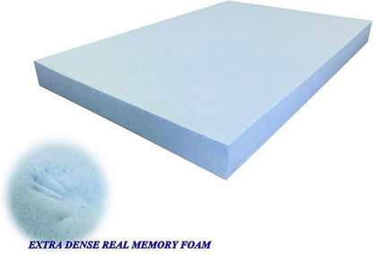 Dogbed4less High Density Solid Blue Cooling Gel Infused Memory Foam Pad Dog Pet Bed + Internal Waterproof Cover (41x27x4 Inches)