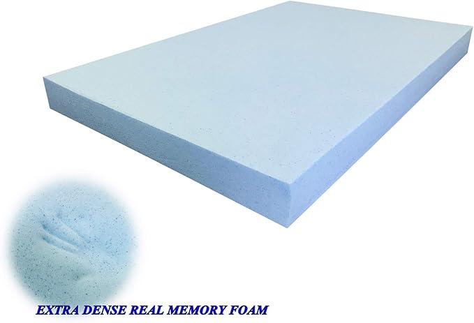 Dogbed4less High Density Solid Blue Cooling Gel Infused Memory Foam Pad Dog Pet Bed + Internal Waterproof Cover (55x47x4 Inches)