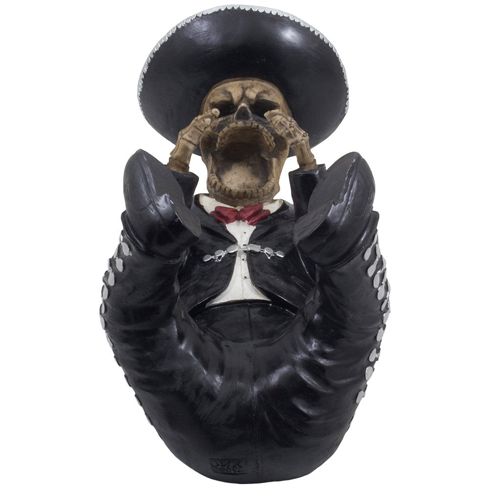 Dia de Los Muertos Mariachi Skeleton Wine Bottle Holder with Decorative Display Stand Holder for Day of The Dead Mexican Festival Decor or Halloween Party Bar Decorations or Gothic Gifts