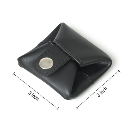 Top Grain Leather Coin Pouch, Change Holder, Mini Pocket Wallet, Handcrafted Coin Purse for Men & Women (Black, Pack of 1)