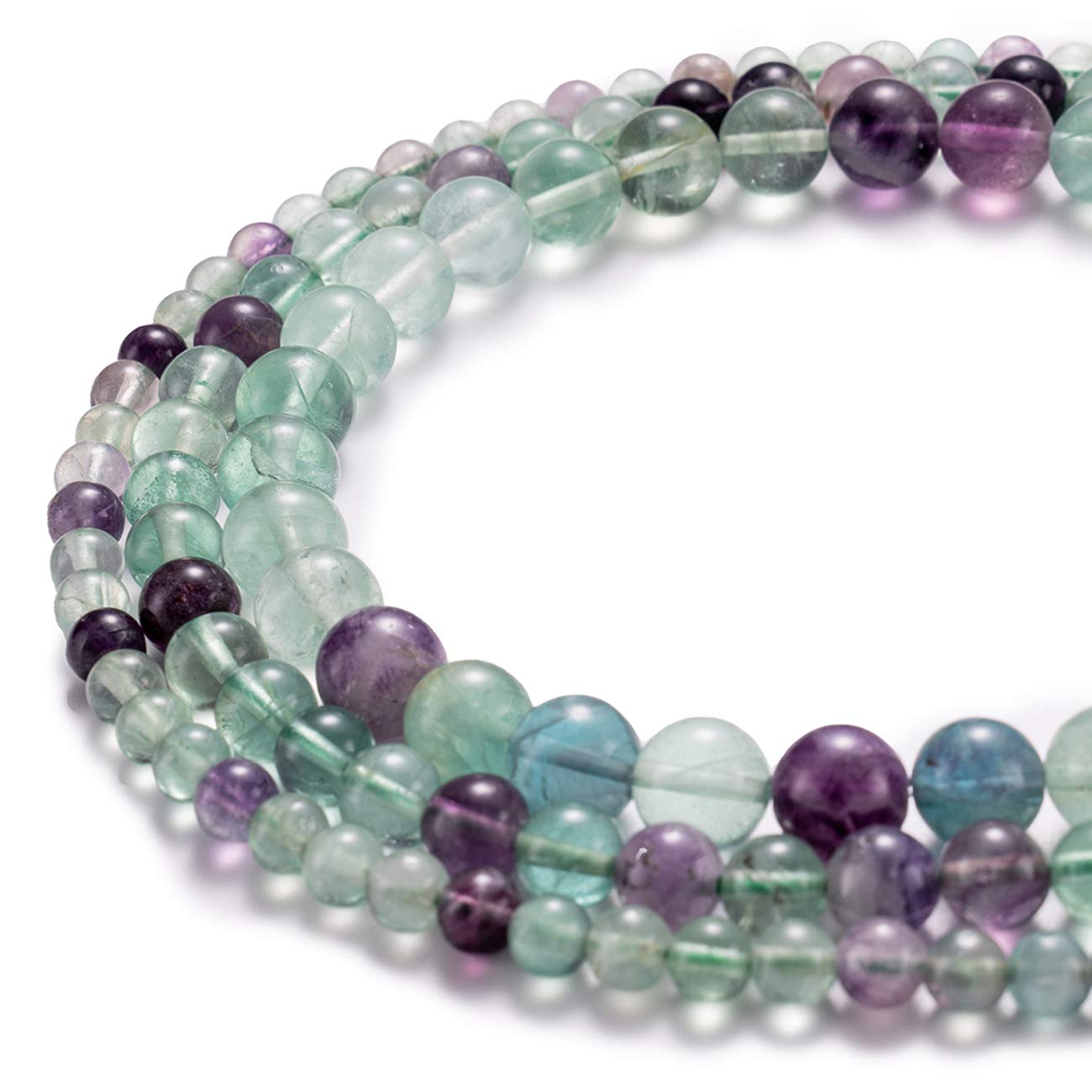 BEADIA Natural Fluorite Stone Round Loose Semi Gemstone Beads for Jewelry Making 8MM 44PCS